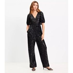 LOFT Black Sequin Jumpsuit